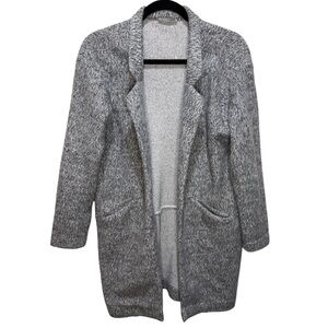 Zara Gray Marled Knit Coatigan Open Front Sweater Jacket S NWOT